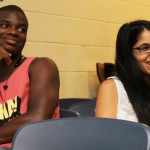 Incoming CLSC student Malik Bradford and current CLSC student Melinda Zerbe at UD's CLSC orientation last week.