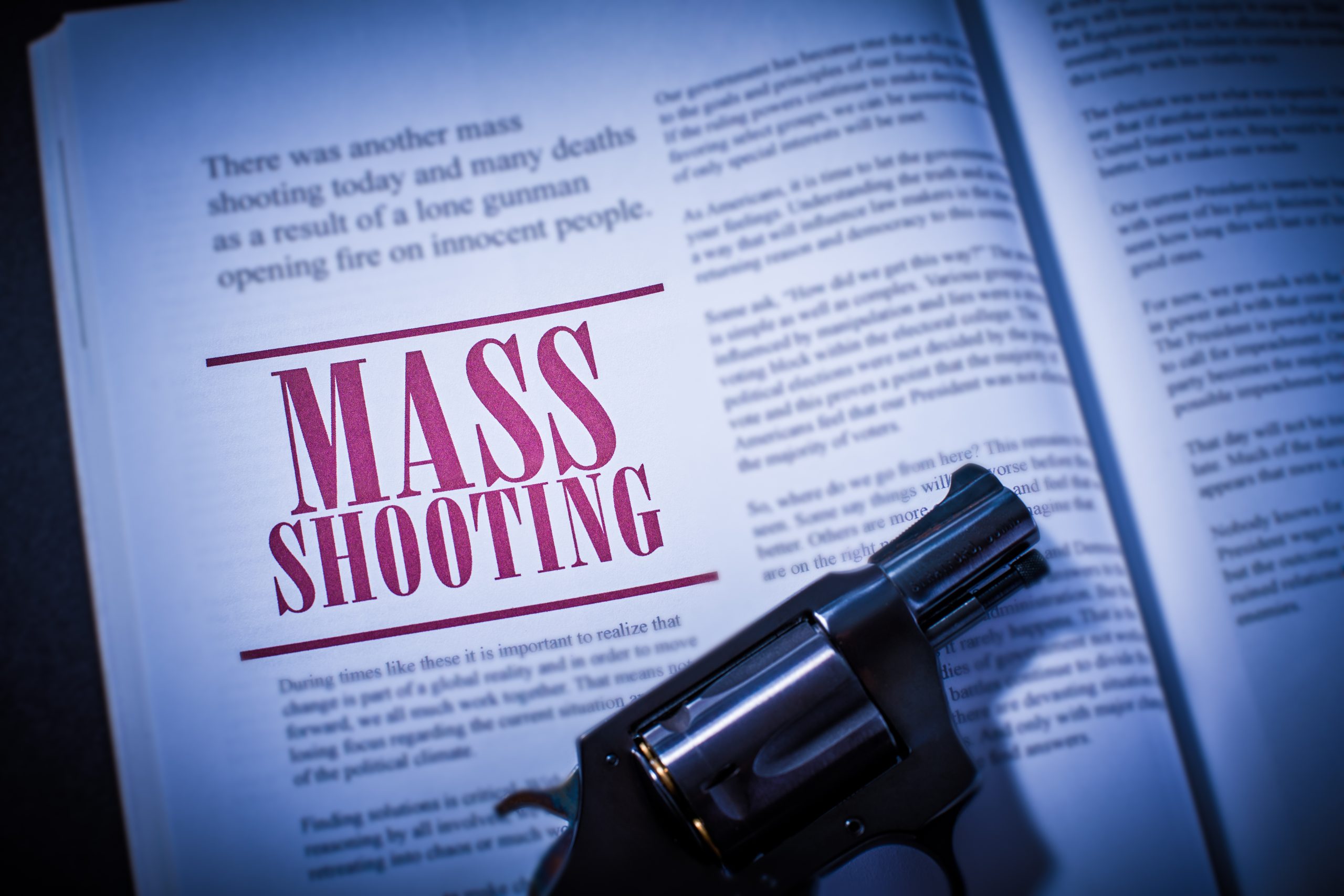 Mass shooting on magazine with gun